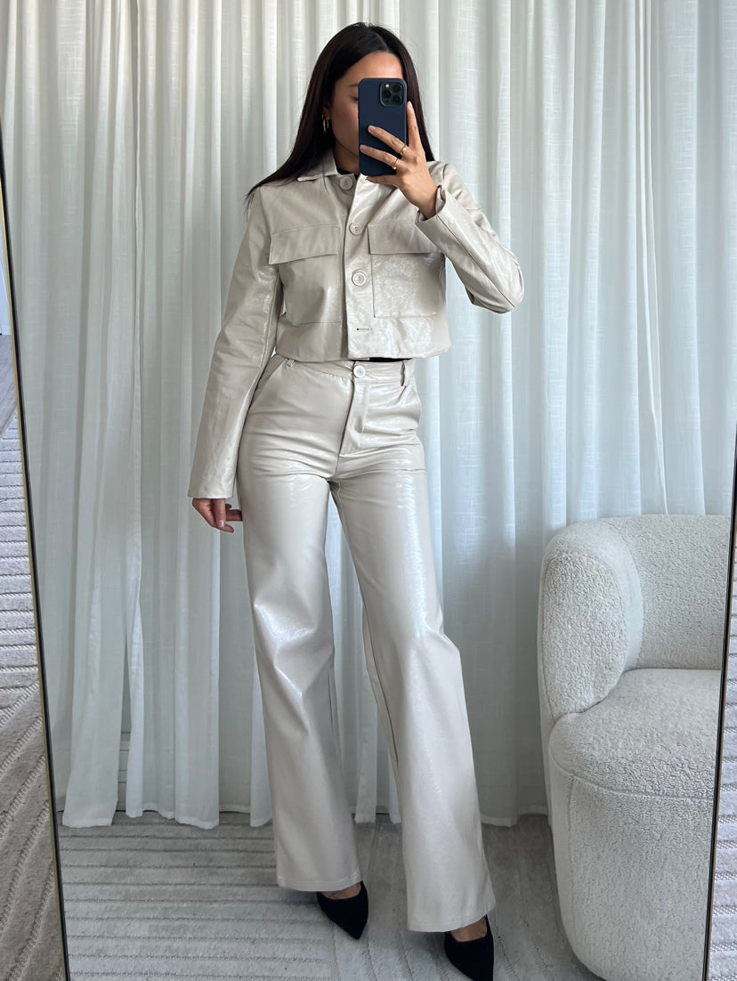Swen leather trouser - BEIGE