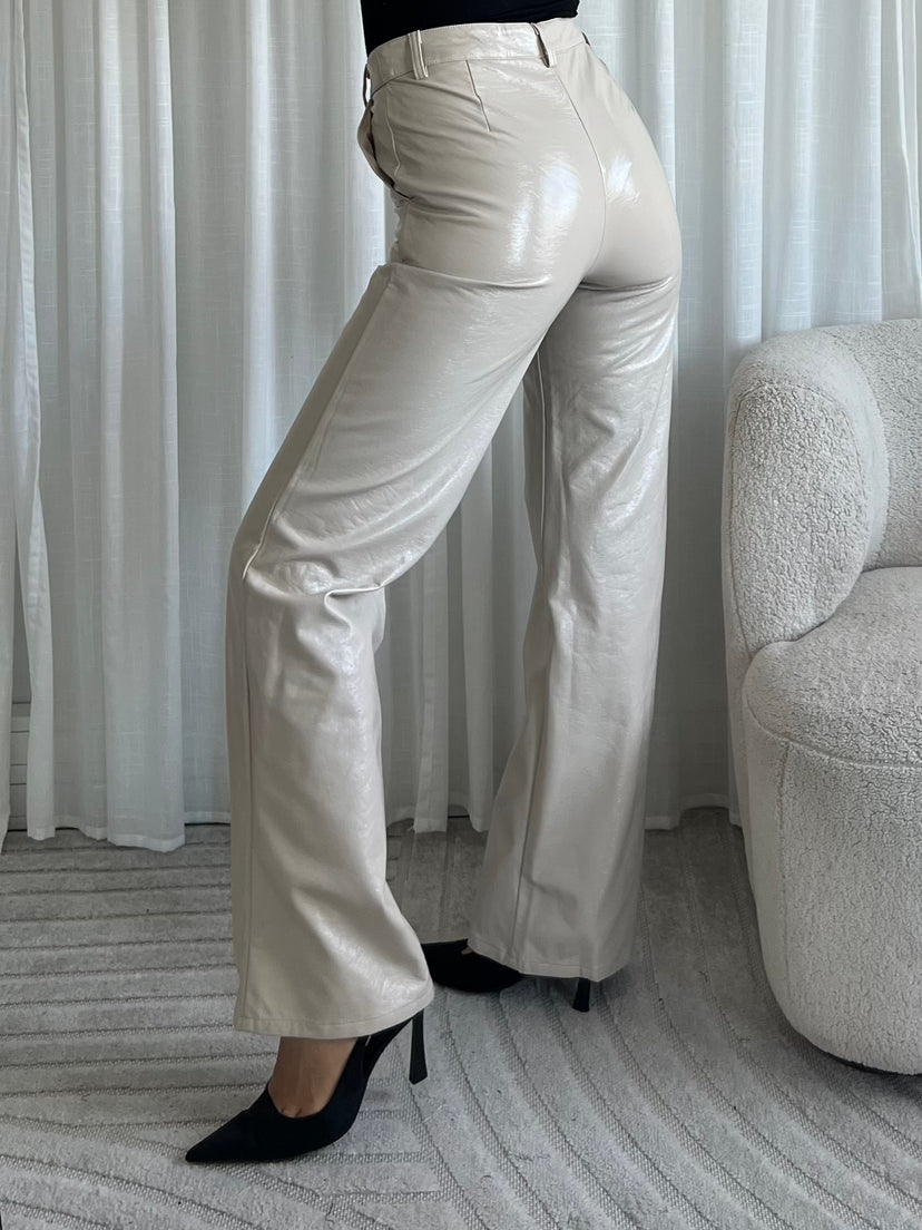 Swen leather trouser - BEIGE