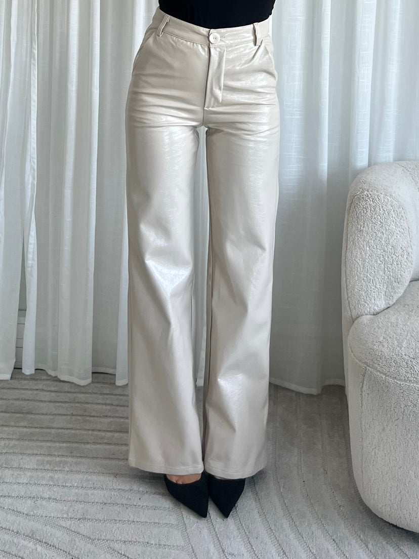 Swen leather trouser - BEIGE